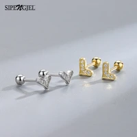 sipengjel fashion stainless steel crystal cartilage piercing earrings cute heart small stud earrings for women jewelry