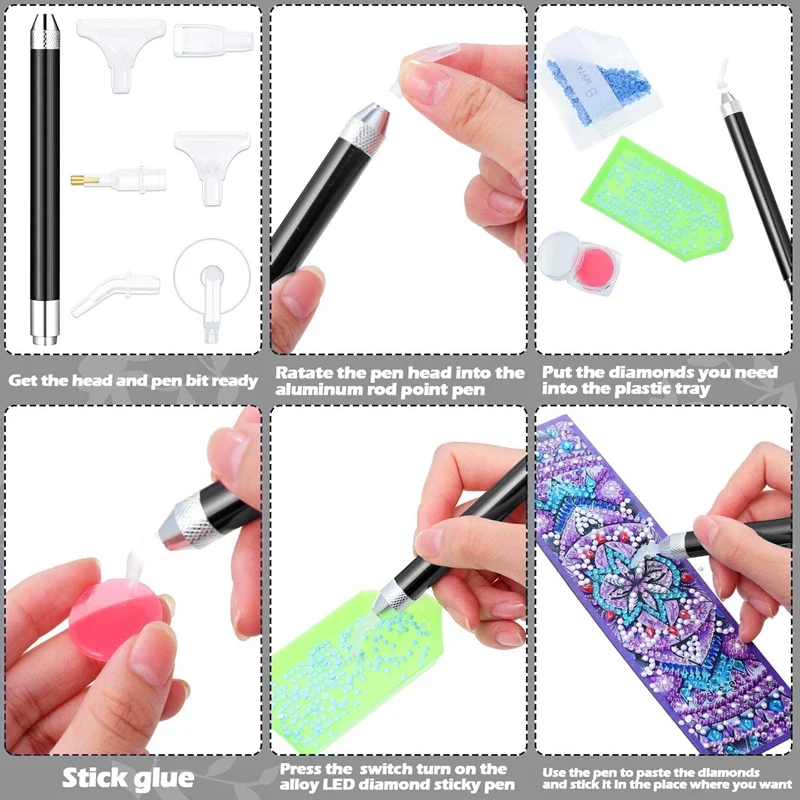 

Hot 3 Pcs LED Diamond Painting Tools Drill Pen, Elbow Pen Heads, Painting Accessories Tools for Nail Art DIY Decoration