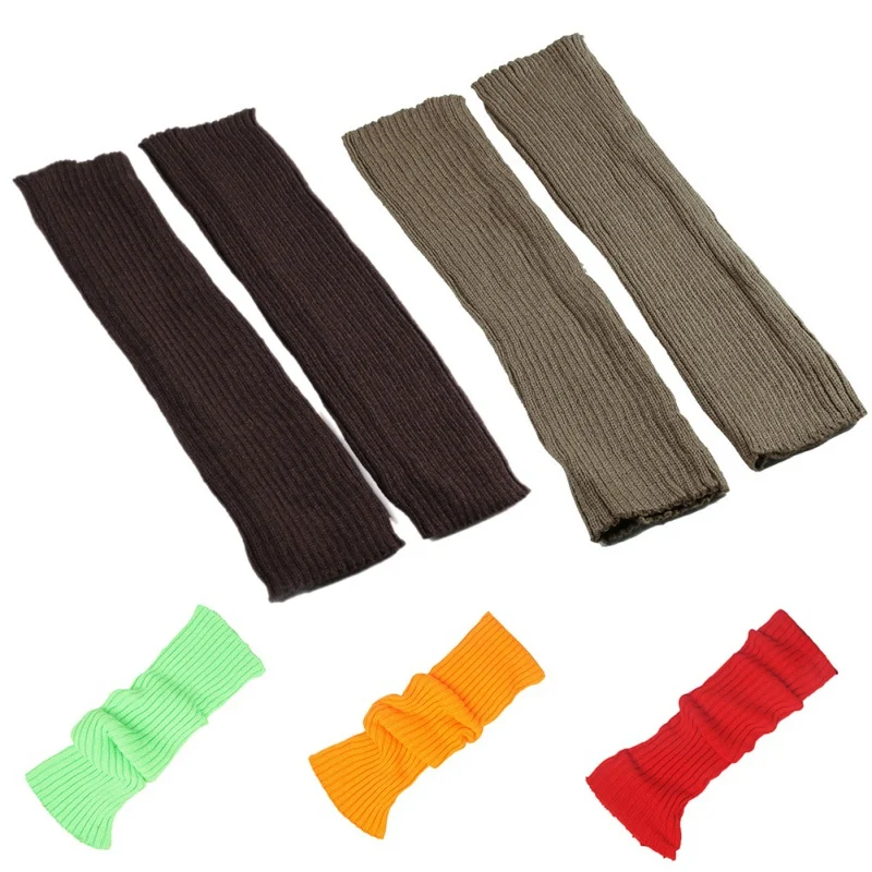 Autumn Winter European and American Fashion Women Knitted Leg Warmer Solid Color Bright Wool Socks Warm Boot Outdoor | Женская одежда