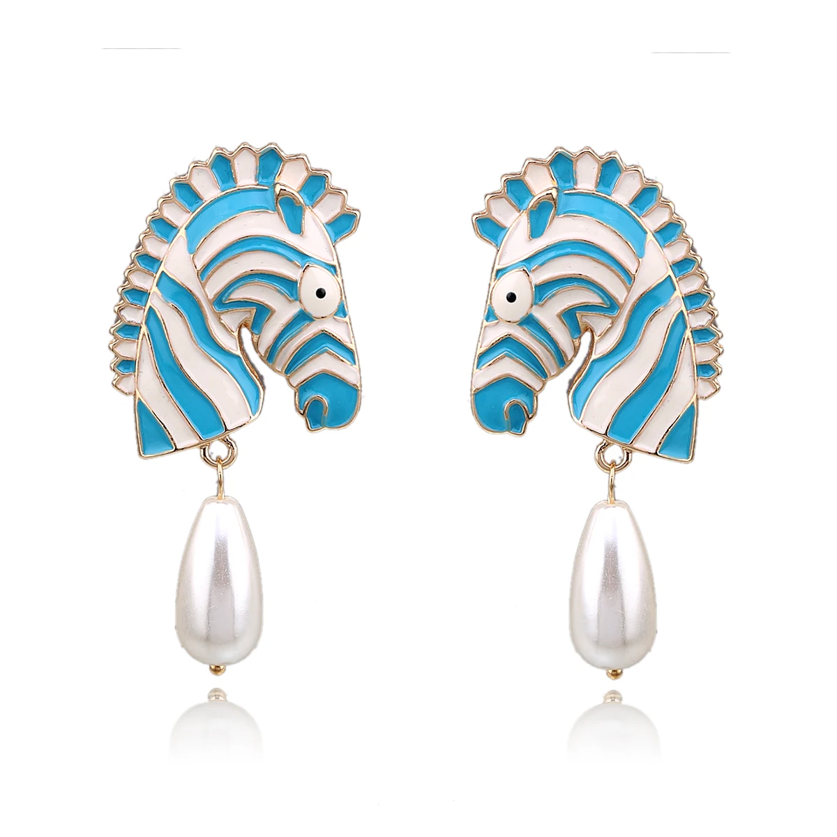 Новые позолоченные серьги гвоздики KAYMEN в виде зебры с жемчугом форме капли воды