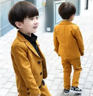

Winter Cotton Boys suit for weddings Kids Prom sets brown Wedding Children Boy suits Blazer Formal kids Costume 2pcs jacket+pant