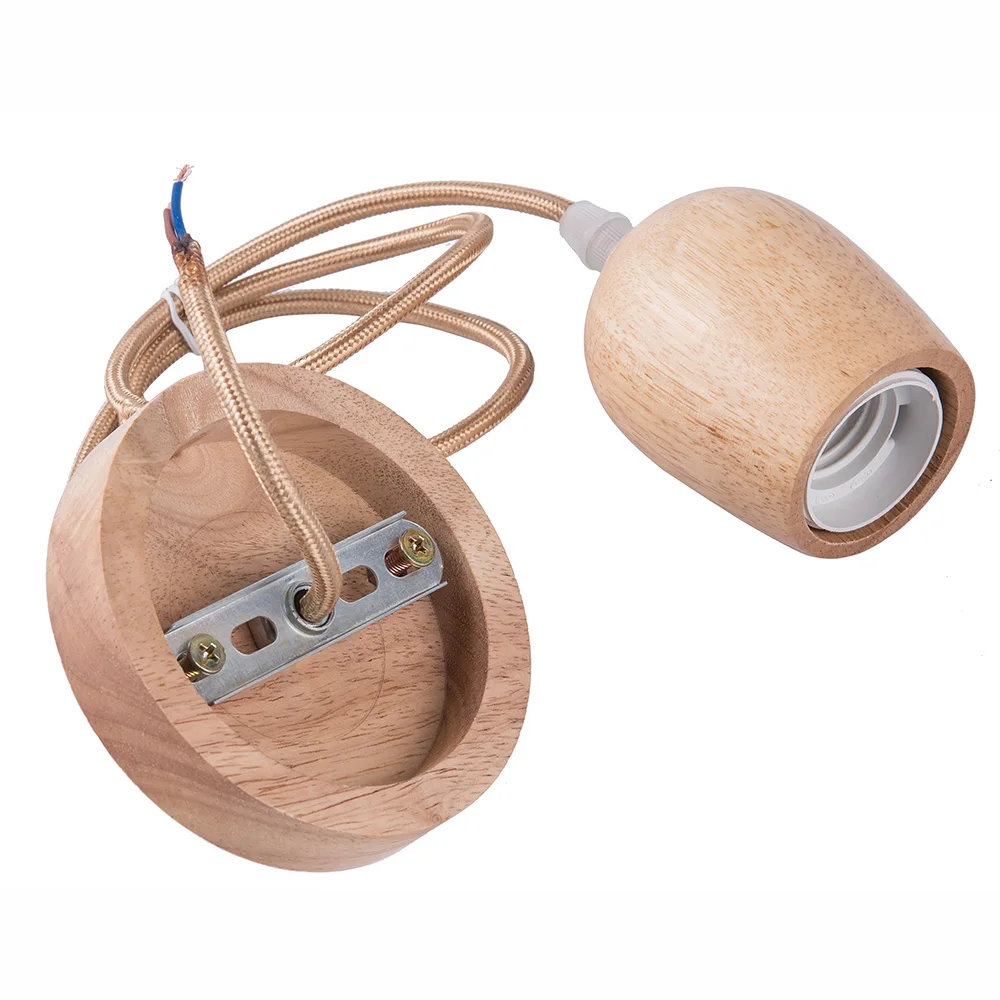 Деревянный подвесной светильник E27 основа для светодиодной лампы в современном