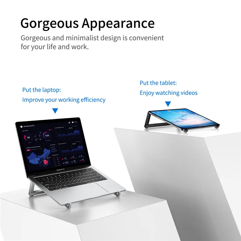 Подставка для ноутбука ROCK складной алюминиевый держатель настольный органайзер