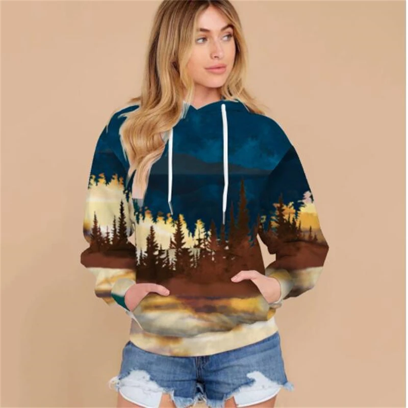 

New Long Sleeve Print Hooded Jacket Woman fashion sweater hoodie