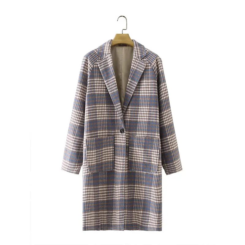 

Spring Women Trench Coat 2022 Fashion Plaid Printing Single Button Long Sleeve Coat Female Casual Vintage Chic Pockets Long Tops