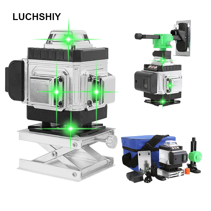 16 Lines 4D Laser Levels Self-Leveling Wireless Remote 360 Horizontal And Vertical Cross Super Powerful Green Beam Laser Levels