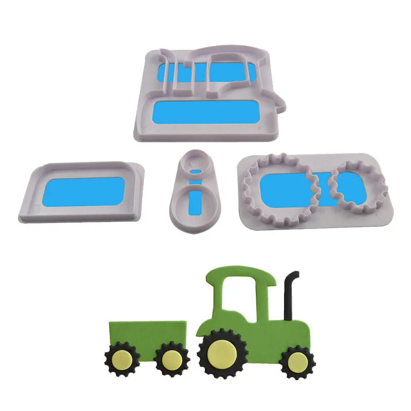 

4Pcs Cartoon Tractor Car Cookie Cutter Sugarcraft Decor Fondant Chocolates Biscuits Mold Icing Cake Kitchen Baking Printing Tool