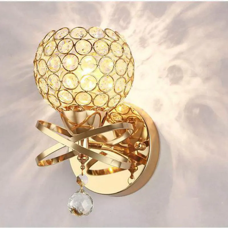 Хрустальный настенный светильник прикроватный серебристый золотой шар 100 240 В
