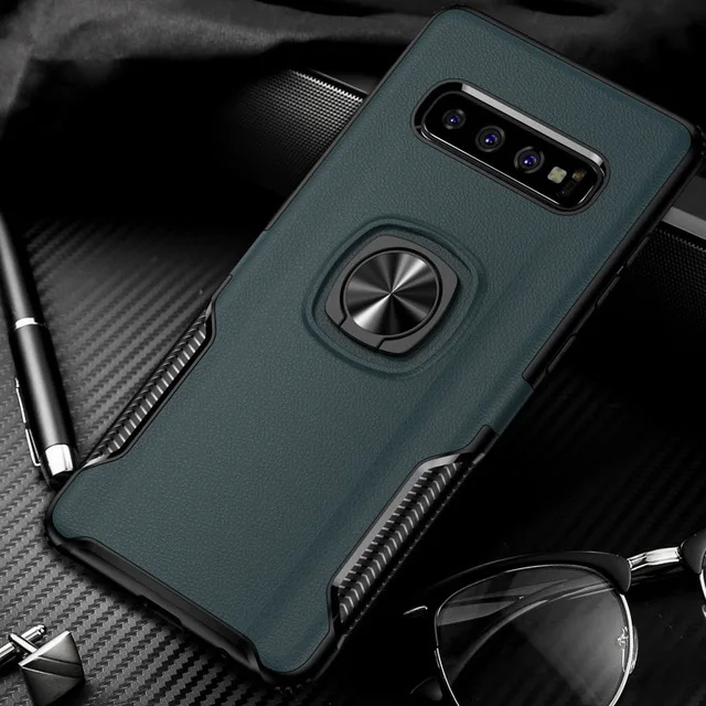 Lamorniea для samsung Galaxy S10 чехол металлическое кольцо автомобильная подставка силиконовый чехол для телефона samsung Galaxy S10 S8 S9 Plus S10E Note 8 9 - Цвет: Navy