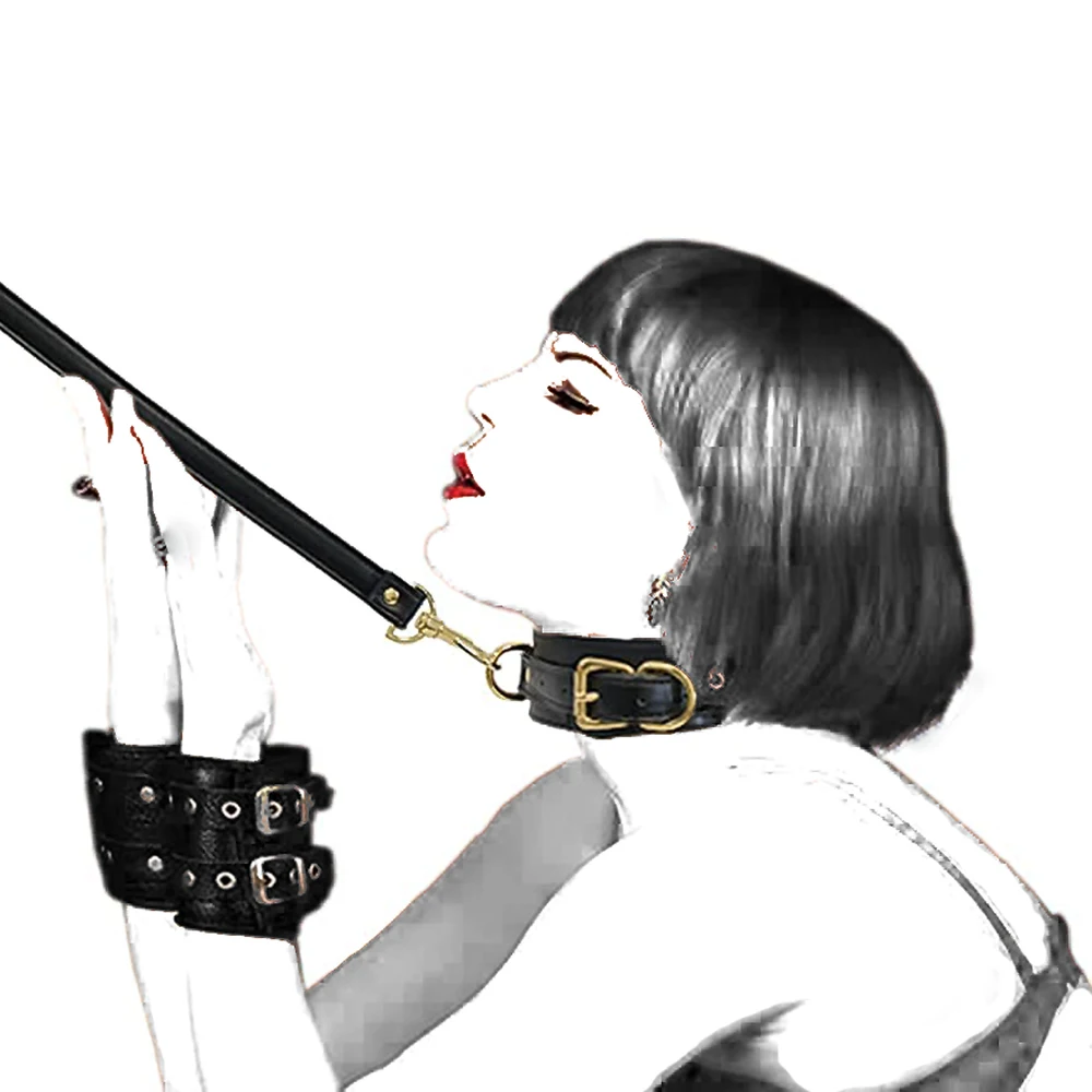 Sex Bondage Choker Collar Leash PU Leather Adjustable Neck Belt Necklace Choker with Leash BDSM Restraints Harness