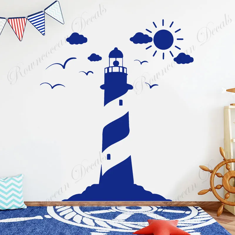

Lighthouse Wall Decals Vinyl Art Nautical Home Decor Wall Sticker Sea Travel Murals Decoration Kids Room Nursery Wallpaper S024