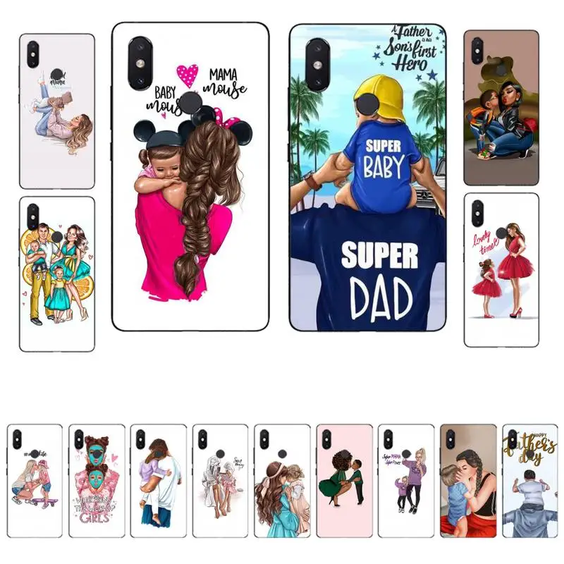 Черные коричневые волосы для малыша и мамы Дочки папы сына чехол телефона Xiaomi mi 8 9
