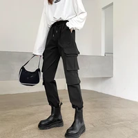 women cargo pants black 2021 new spring and autumn fashion street trend pockets female ankle length pants korean style n26