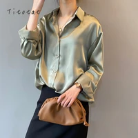 button up shirt womens tops double shirt fall 2021 autumn korean fashion solid temperament loose slim long sleeve shirt female
