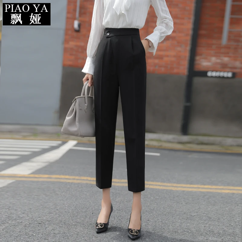 

Drainpipe Suit Female 2021 nian Summer Straight Loose Drooping Vocational Work Ankle-Length Harem Pants
