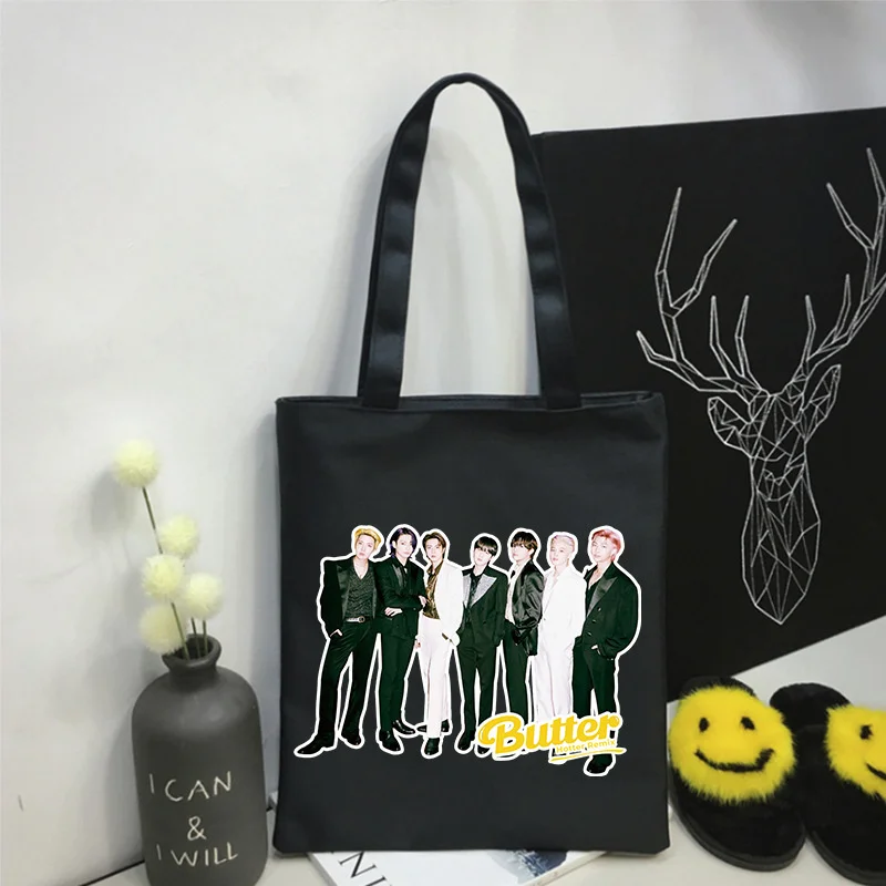 

KPOP Bangtan Boys album title song butter hotter remix canvas bag portrait print handbag