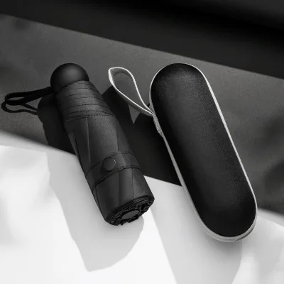 

Mini Capsule Umbrella Five-folding Sun Protection Anti-UV Umbrella Women Sunshade Pocket Umbrella In Women with Storage Box