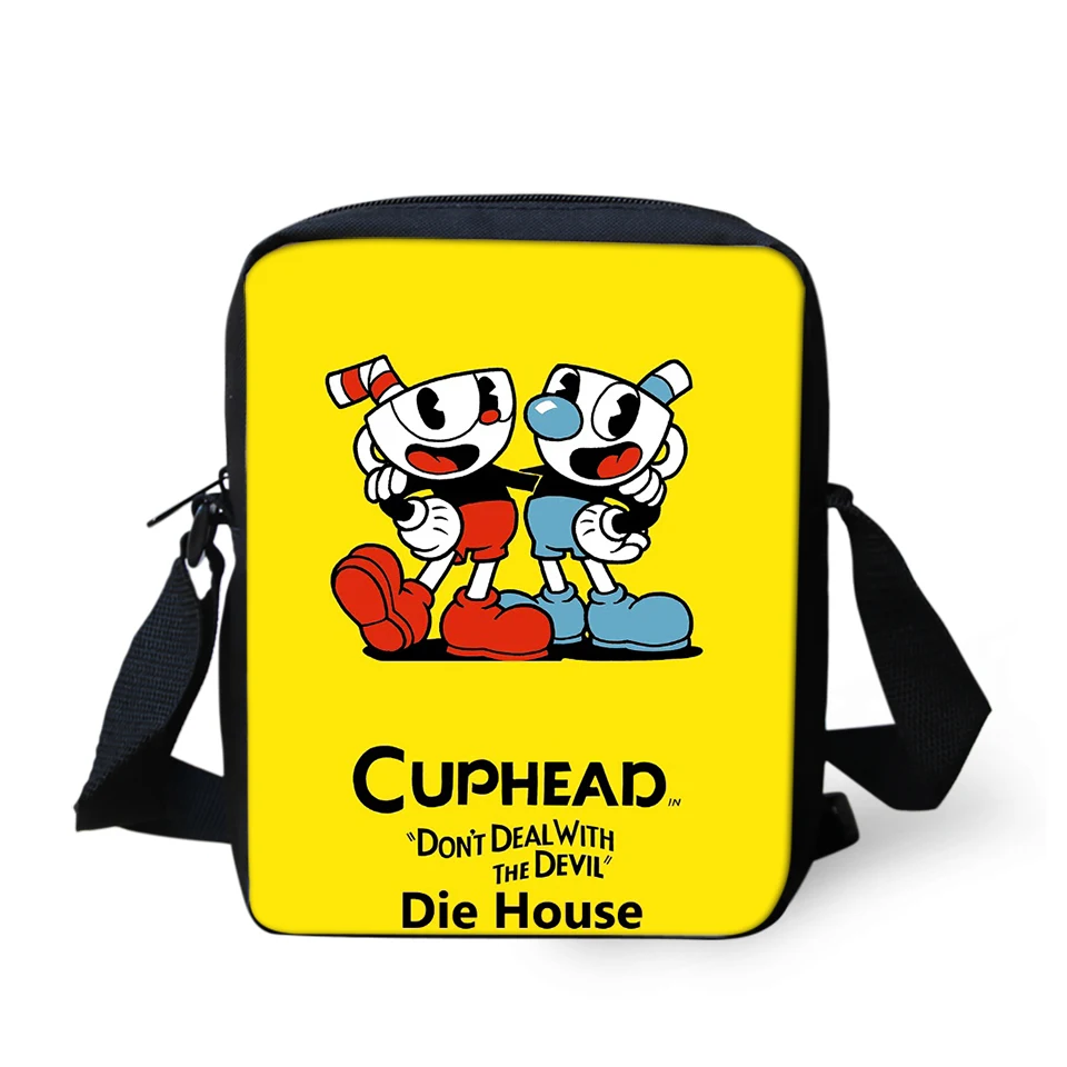 

HaoYun Fashion Women's Messenger Bags Hot Game Cuphead Mugman Pattern Girls Cross Body Bags 3D Anime Girls Mini Flaps Purse Bags