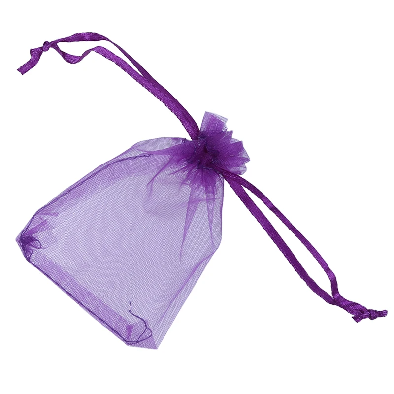 100 из темно фиолетовой органзы свадебные сумочки для конфет мешочки украшений 7