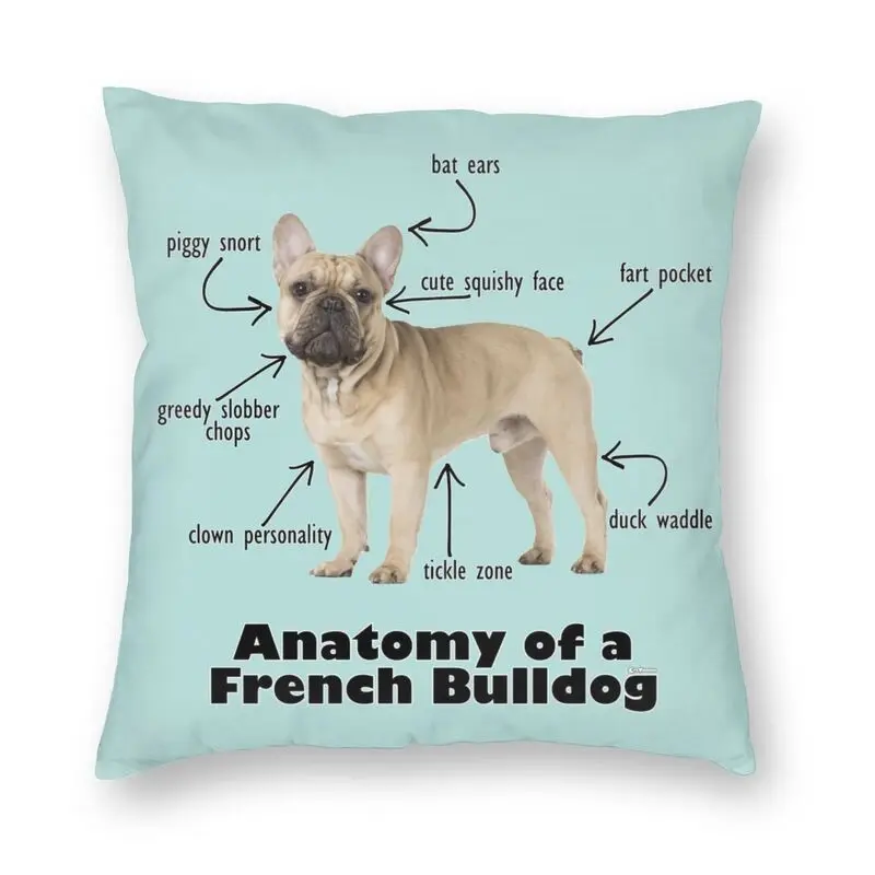 

Квадратная подушка в скандинавском стиле с изображением анатомии французского бульдога, декоративная подушка для влюбленных, диванная под...