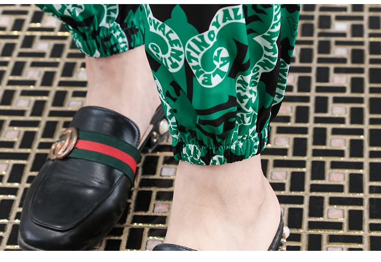 

2019 summer new casual short-sleeved contrast color shirt color elastic waist beam pants temperament wild women's two-piece suit