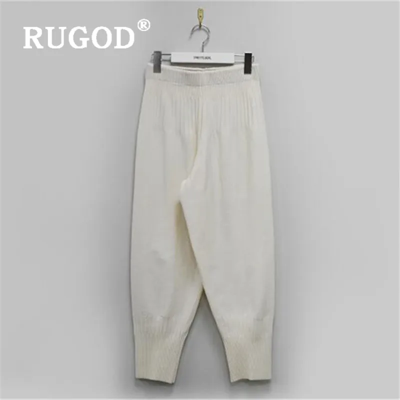 Удобные Свободные трикотажные брюки RUGOD однотонные плотные Wram осень 2019 | Женская