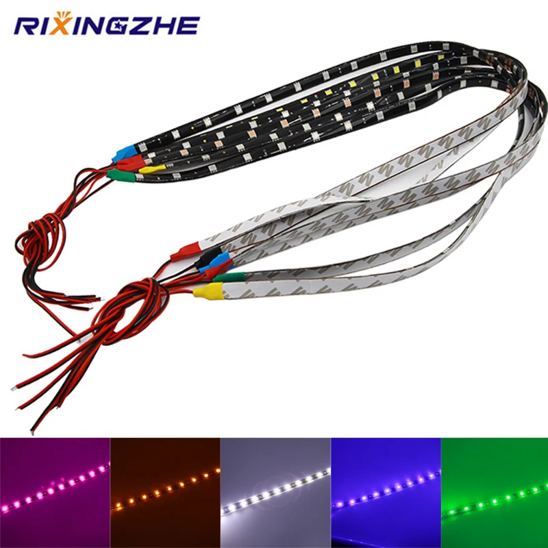 

10pcs 30cm 60cm colorful LED Strip led Light 30 LED 5050 15 SMD Flexible Strip Light Auto Decorative Lamp Tape Running Lamp 12v