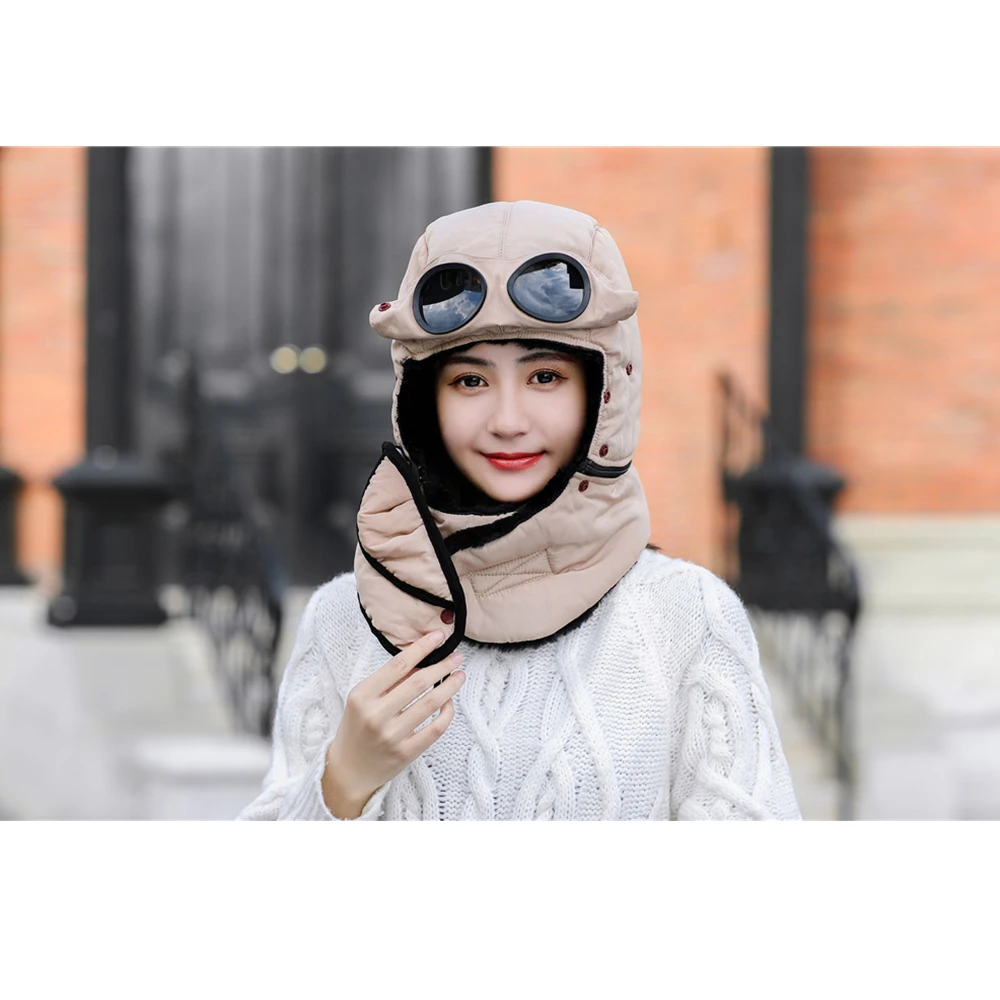 Tsuretobe Зимние флисовые шапки наушники ветрозащитная шапка для женщин с капюшоном