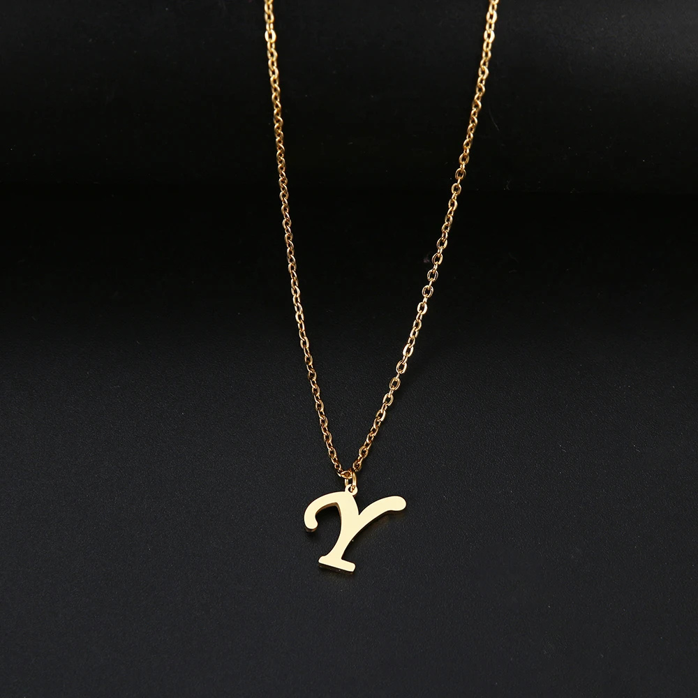 

For Women A-Z Alphabet Letter Pendant Necklaces Personalization Stainless Steel Necklace Glamour Jewelry