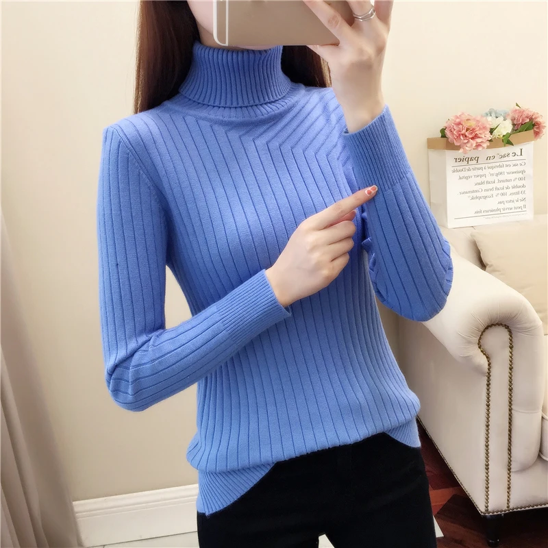 

2019 autumn winter cashmere sweater female pullover high collar turtleneck sweater women solid color lady basic sweater