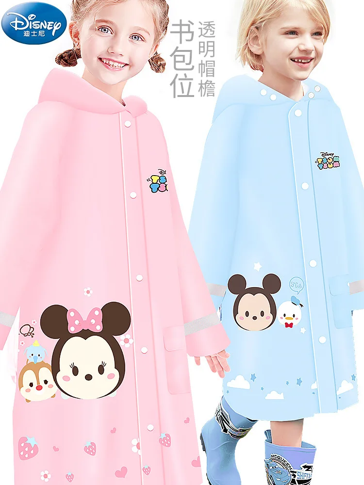 

Disney children raincoat boys and girls Frozen Elsa student cartoon walking waterproof Mickey Minnie poncho jacket