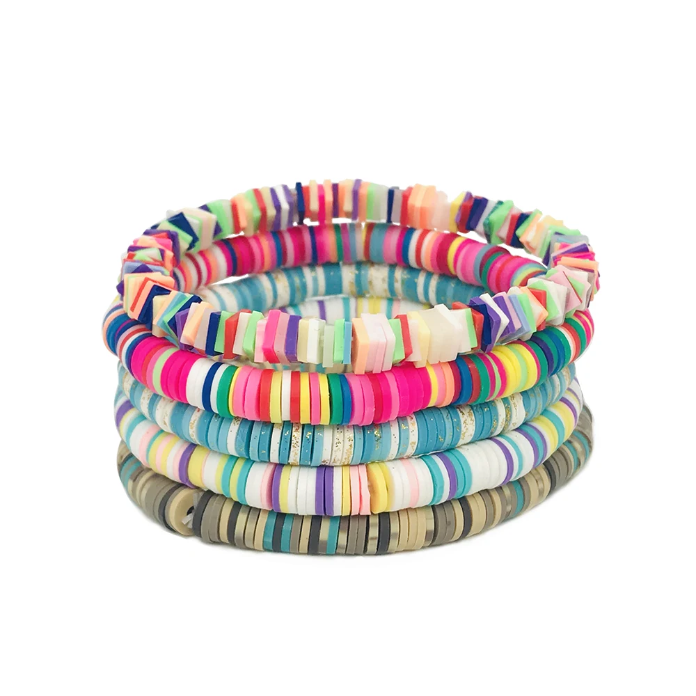 Женский эластичный браслет из полимерной глины разные цвета|Плетеные браслеты| |