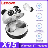 original lenovo x15 wireless headphones hifi noise cancelling handsfree earphones with mic mini bluetooth compatible earbuds