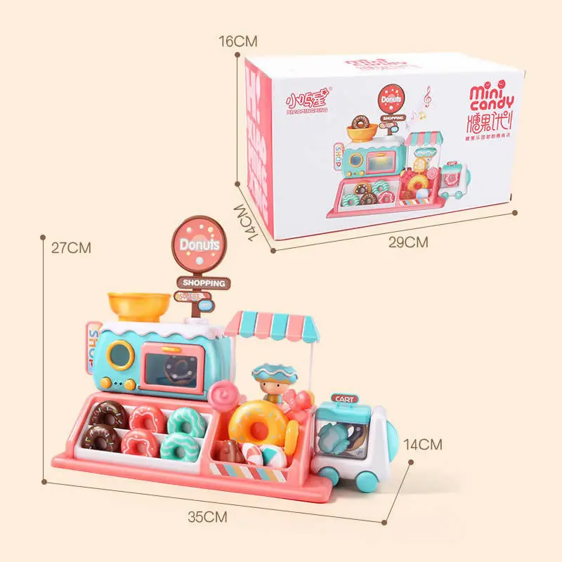

Kids Simulation Donuts Candy Shop Donut Store Pretend Play Toys Light Music Miniature Food Donut Macaron Children Toys For Girls