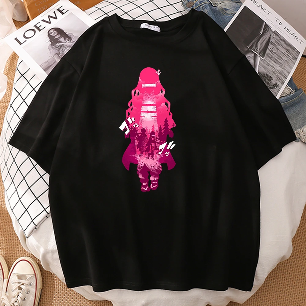 

Japan Anime Demon Slayer Printed Male T-Shirts Retro Oversized Tops Street Breathable T-Shirt Simple Plus Size Tshirts For Men