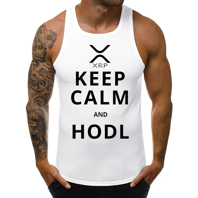 

Ripple Cryptocurrency XRP Hold Men Tank Tops Hipster Keep Calm And Hodl Printed Sleeveless Tee Casual Singlet Cool Vest