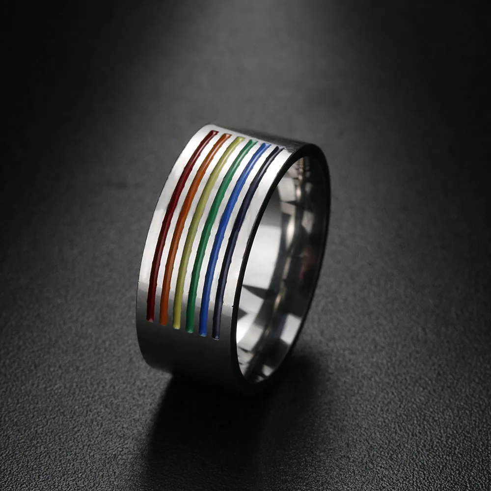 1 шт. Модные юбки пачки радужной расцветки кольцо гей гордости из нержавеющей
