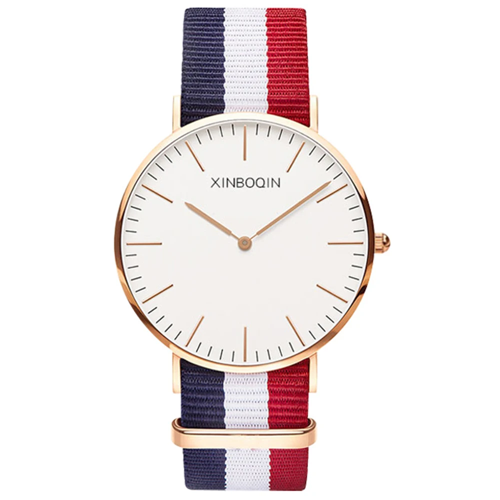 

Mens watch waterproof Quartz Japan Movement Ultra-thin minimalist dress Unisex fashion canvas nylon strap Women clock 3059M
