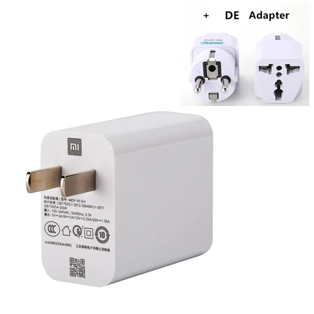 Add DE Adapter Xiao mi 27W зарядное устройство быстрый адаптер для зарядки для mi 9 Red mi K20 Pro QC 3,0 зарядный адаптер - Цвет: Add DE Adapter