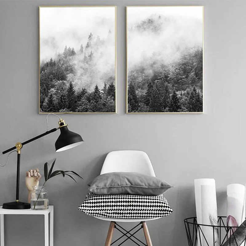 Минималистичный лес настенные художественные пейзажи Холст Плакаты картинки