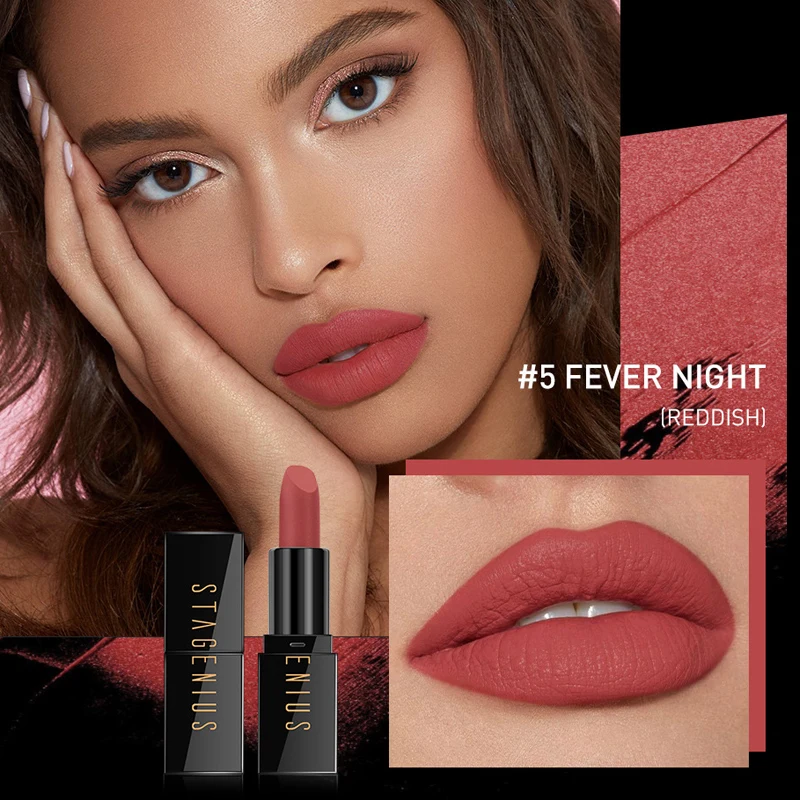 

1PC Lips Makeup Lipstick Sexy Red Dark Vampire Jujube Red Lipstick Waterpoof Long Lasting Moist Matte Cream Cosmetic TSLM2