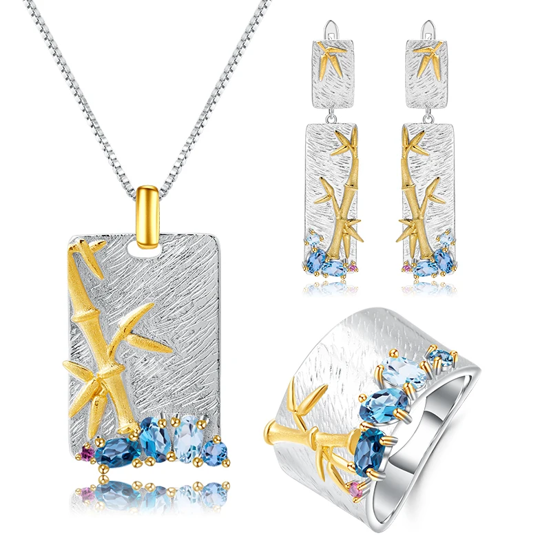 Ювелирный Набор для балета ручной работы бамбук 925 пробы серебро натуральный