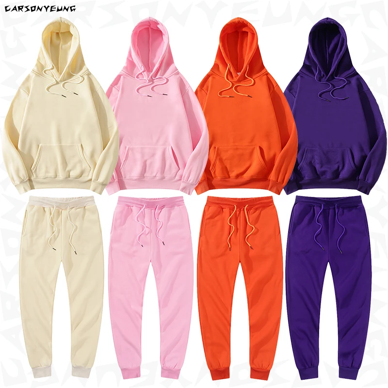 

Спортивный костюм для мужчин и женщин, повседневный комплект из 2 предметов, свитшот с капюшоном и спортивные штаны, модная спортивная одежд...