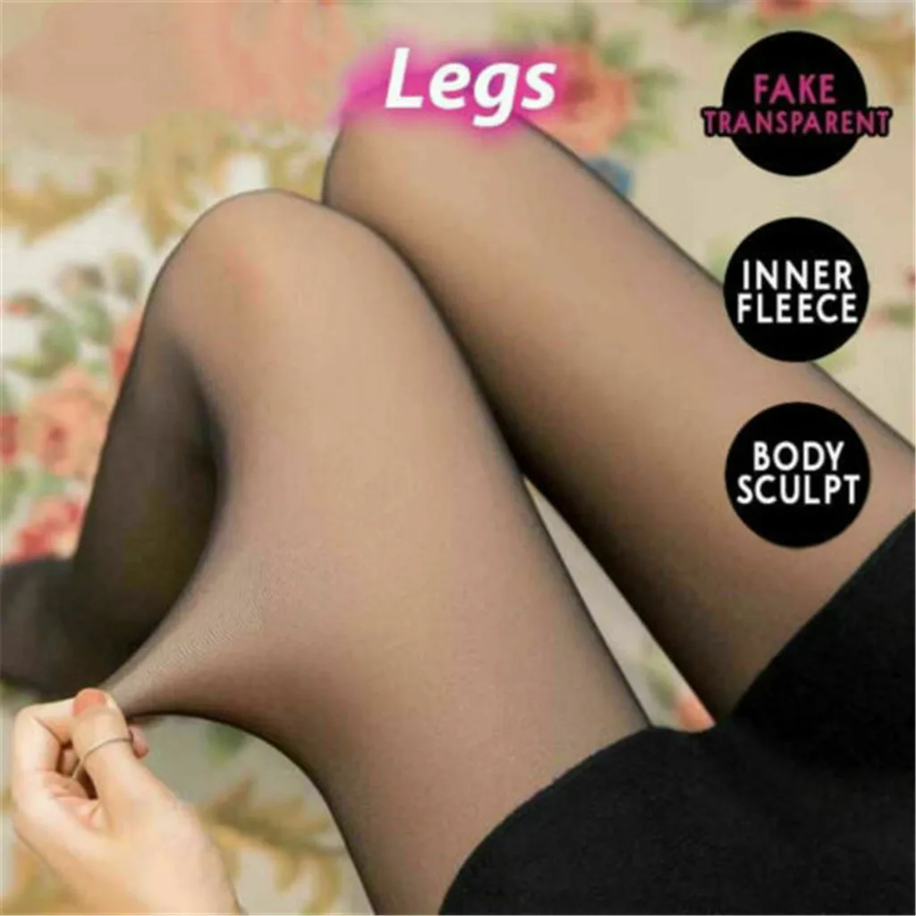 

New Winter Keep Warm Thicken Wool Pantyhose For Women High Quality Elasticity Velvet Fashion Solid Nine Points Women's Tights