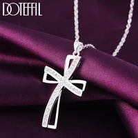 doteffil 925 sterling silver 18 inches cross aaa zircon pendant necklace for women fashion wedding party charm jewelry