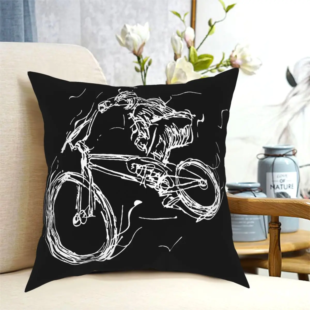

Cyclist Riding With Style Abstract Minimalist Pillowcase Printed Polyester Cushion Cover Gift Throw Pillow Case Cover 40*40cm