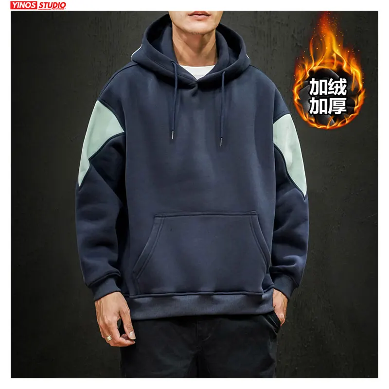 Прямая поставка теплая хлопковая верхняя одежда с карманами пуловер Осенняя