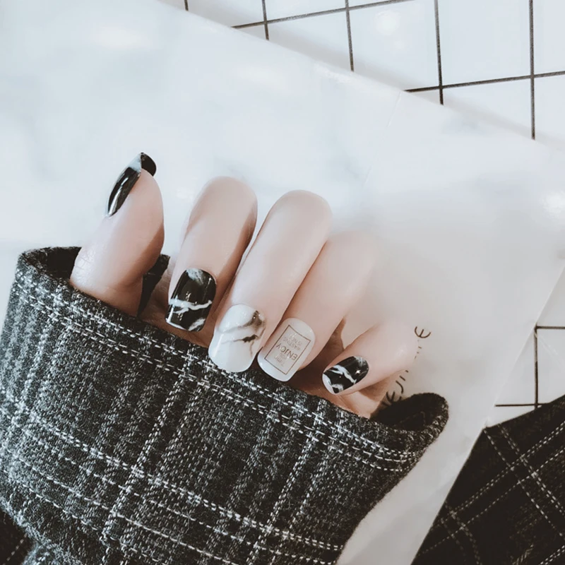 Лидер продаж 2019 модные ногти с простым носком 24 штуки накладных ногтей готовые