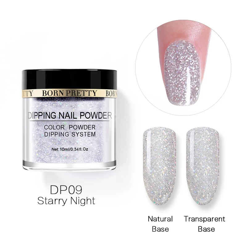 BORN PREETY Nail Dipping Gradient Color French Nail Glitter White Powder without Lamp Cure Nail Art Decorations Fan Brush - Цвет: BPDP09