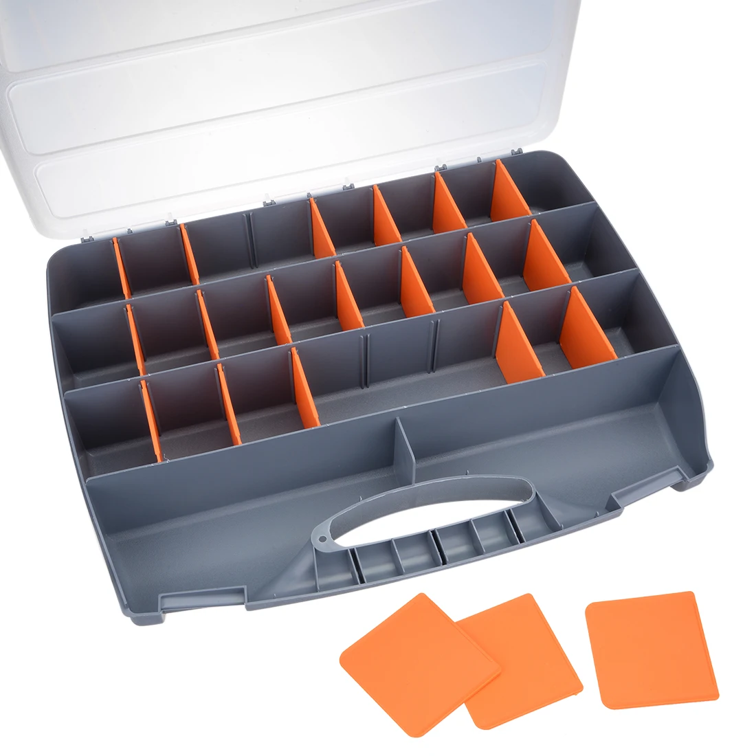 

Uxcell 1Pcs Plastic Tool Box with Tray and Organizers Removable 4-32 Small Parts Boxes 12/13/15/18-inch ABS